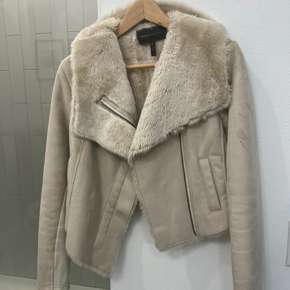BCBG Maxazria "Clint" Cropped Faux Fur Evening Jacket - Picture 5 of 10